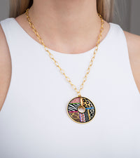 Collier Luna Piena décoré à l'or 24 carats - Rouge, Noir & Gris