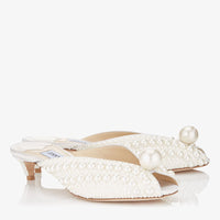 Samantha 35 Mules - White & Pearl