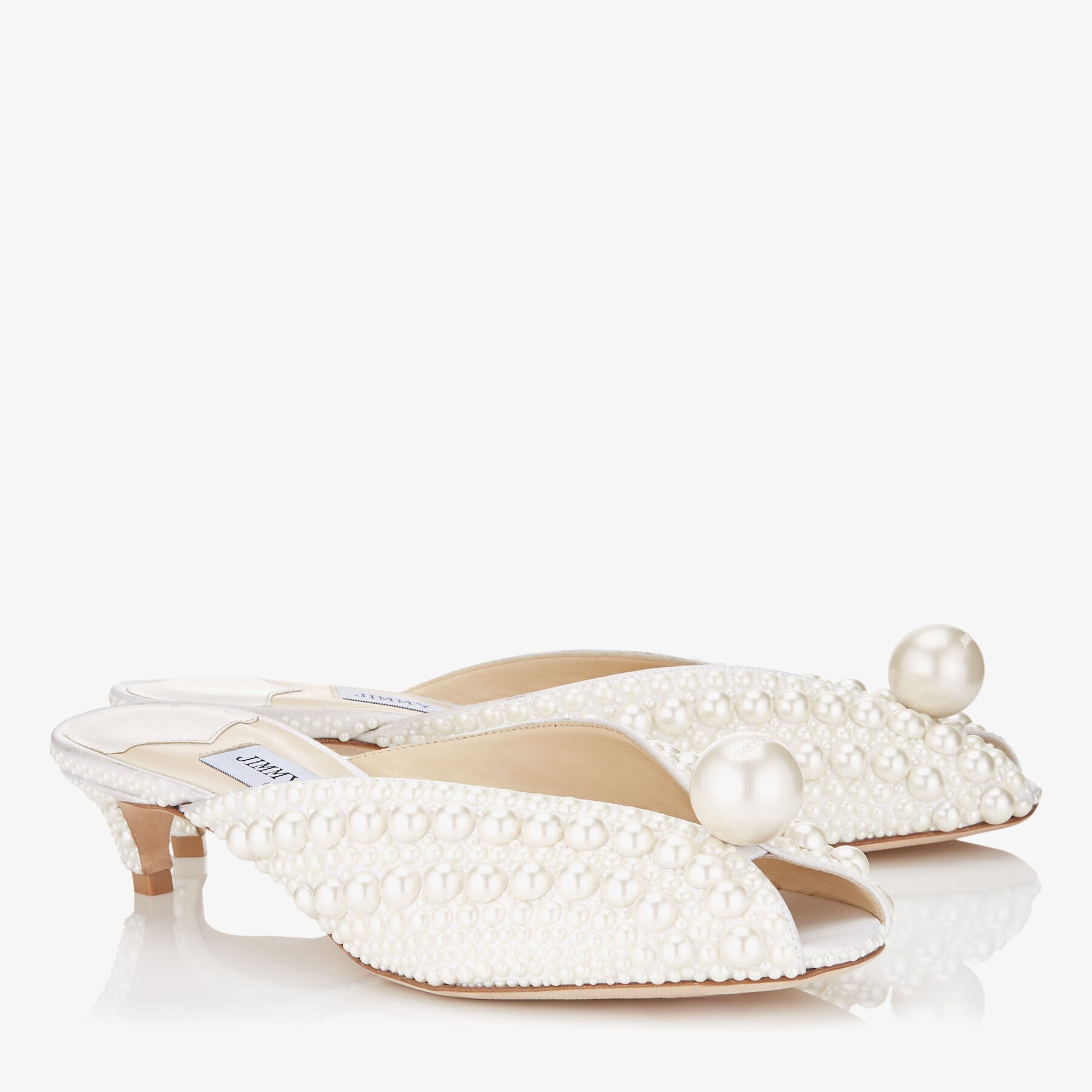 Samantha 35 Mules - White & Pearl