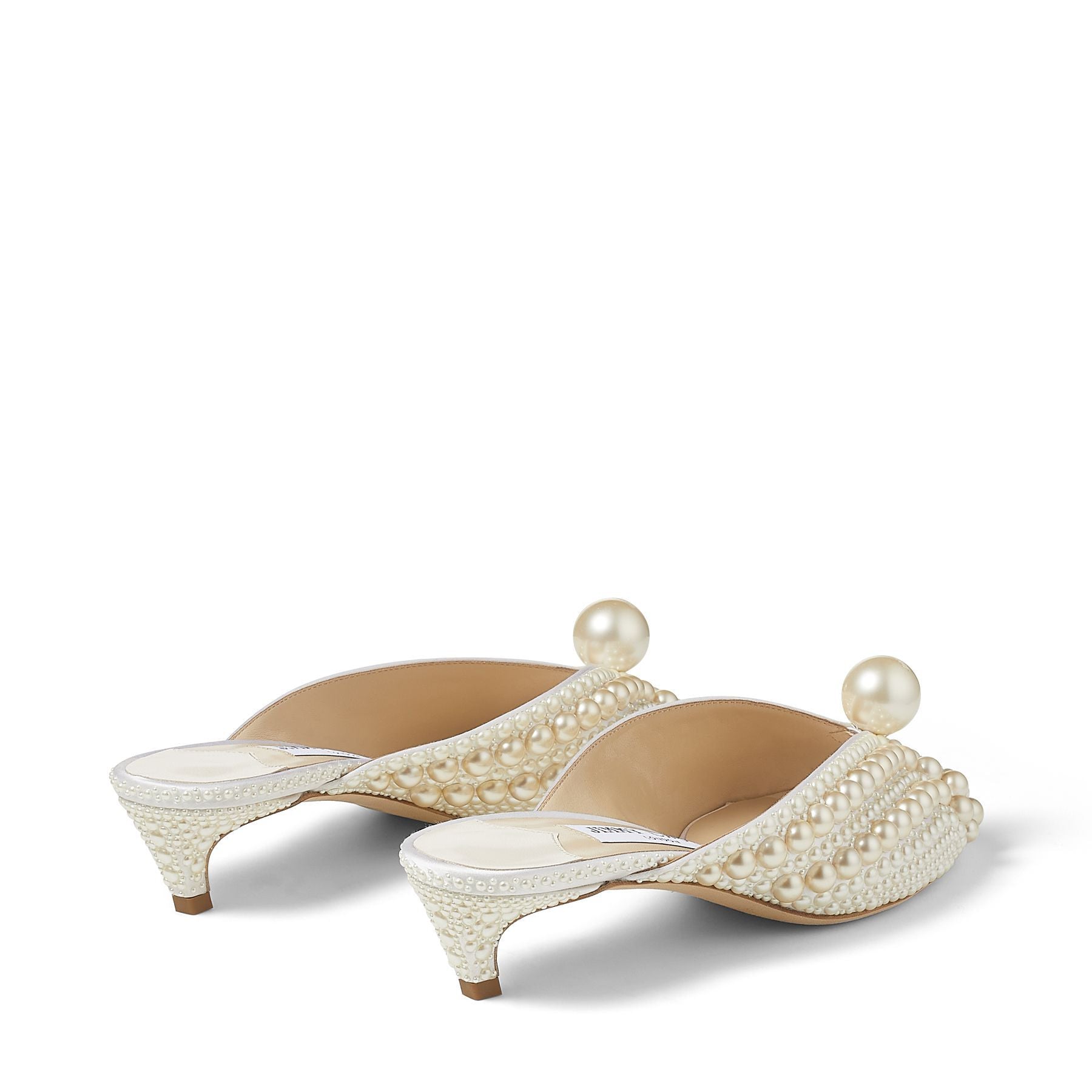Samantha 35 Mules - White & Pearl