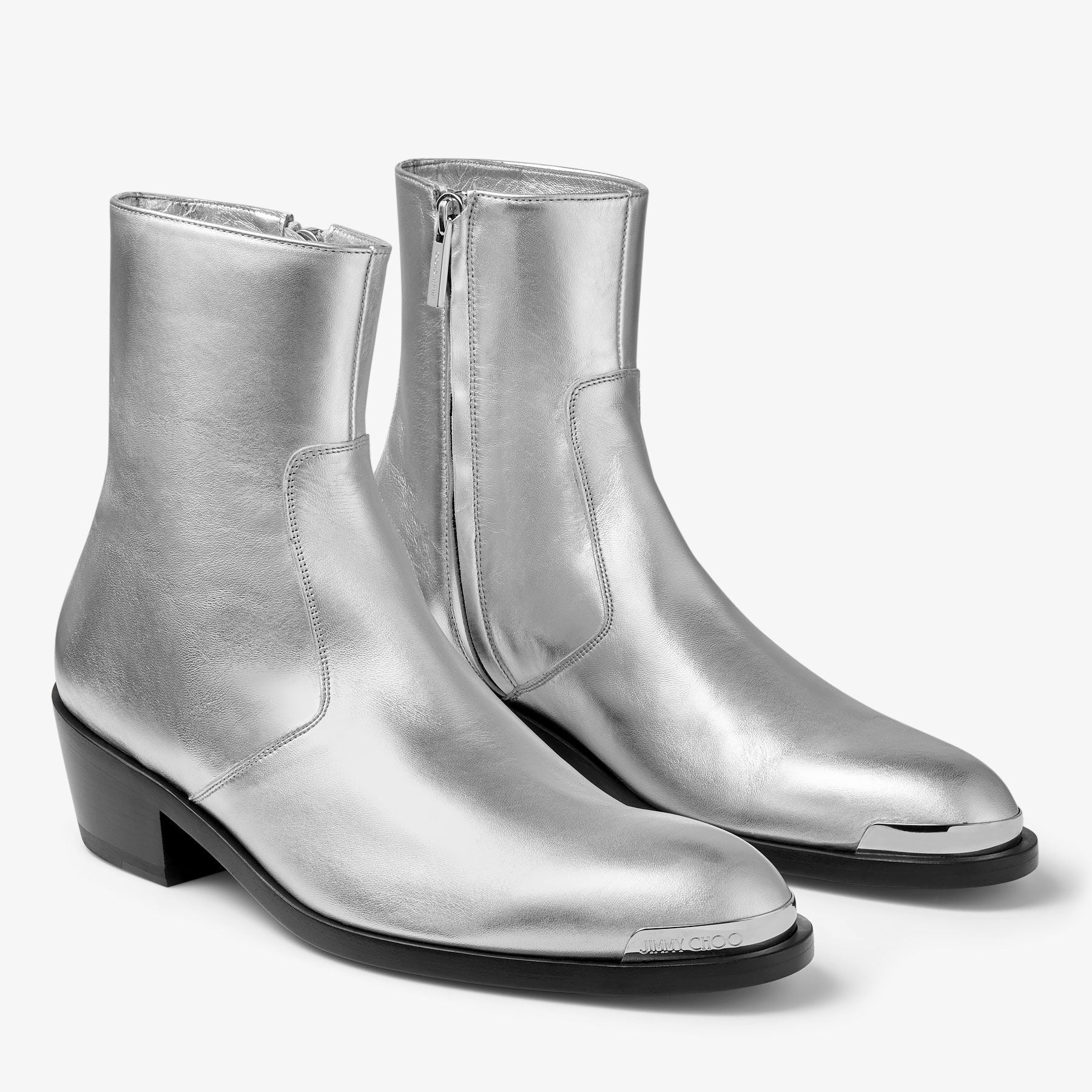Bottines Sammy 55 en cuir métallisé - Silver