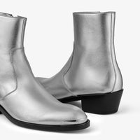 Bottines Sammy 55 en cuir métallisé - Silver