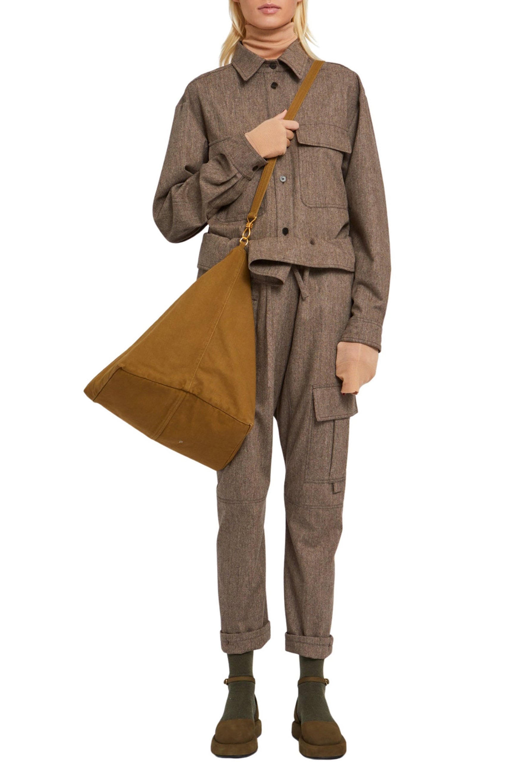 Surchemise Sand coupe droite en laine - Brown