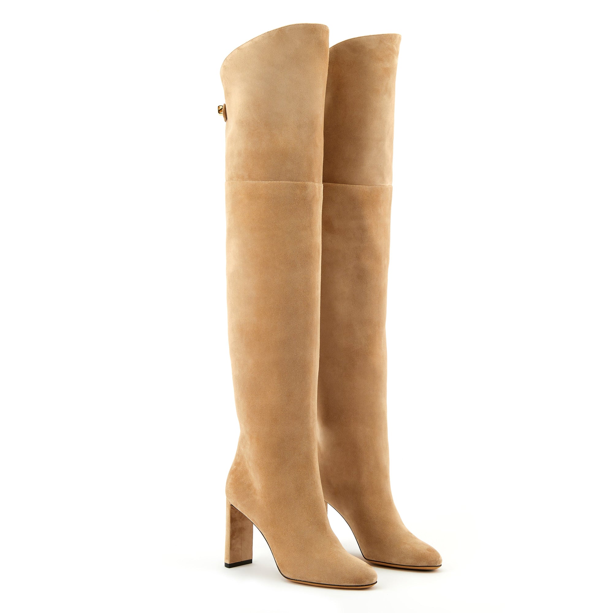 6qty DÉJÀ VU 490€ / Cuissardes Marylin 90 en cuir suédé - Beige