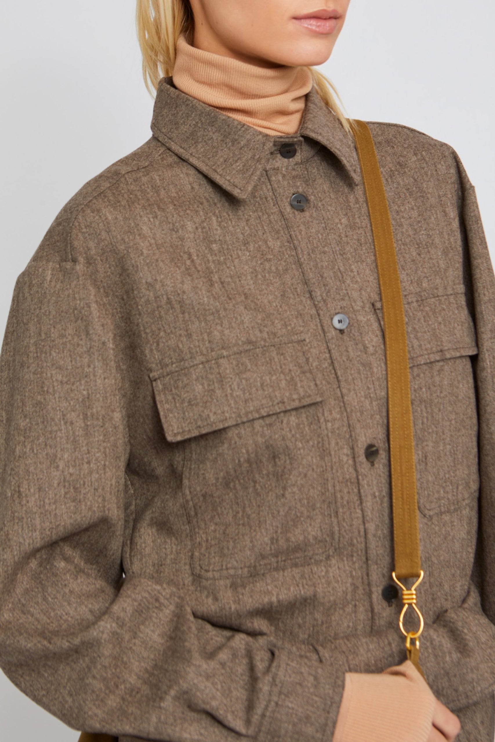 Surchemise Sand coupe droite en laine - Brown