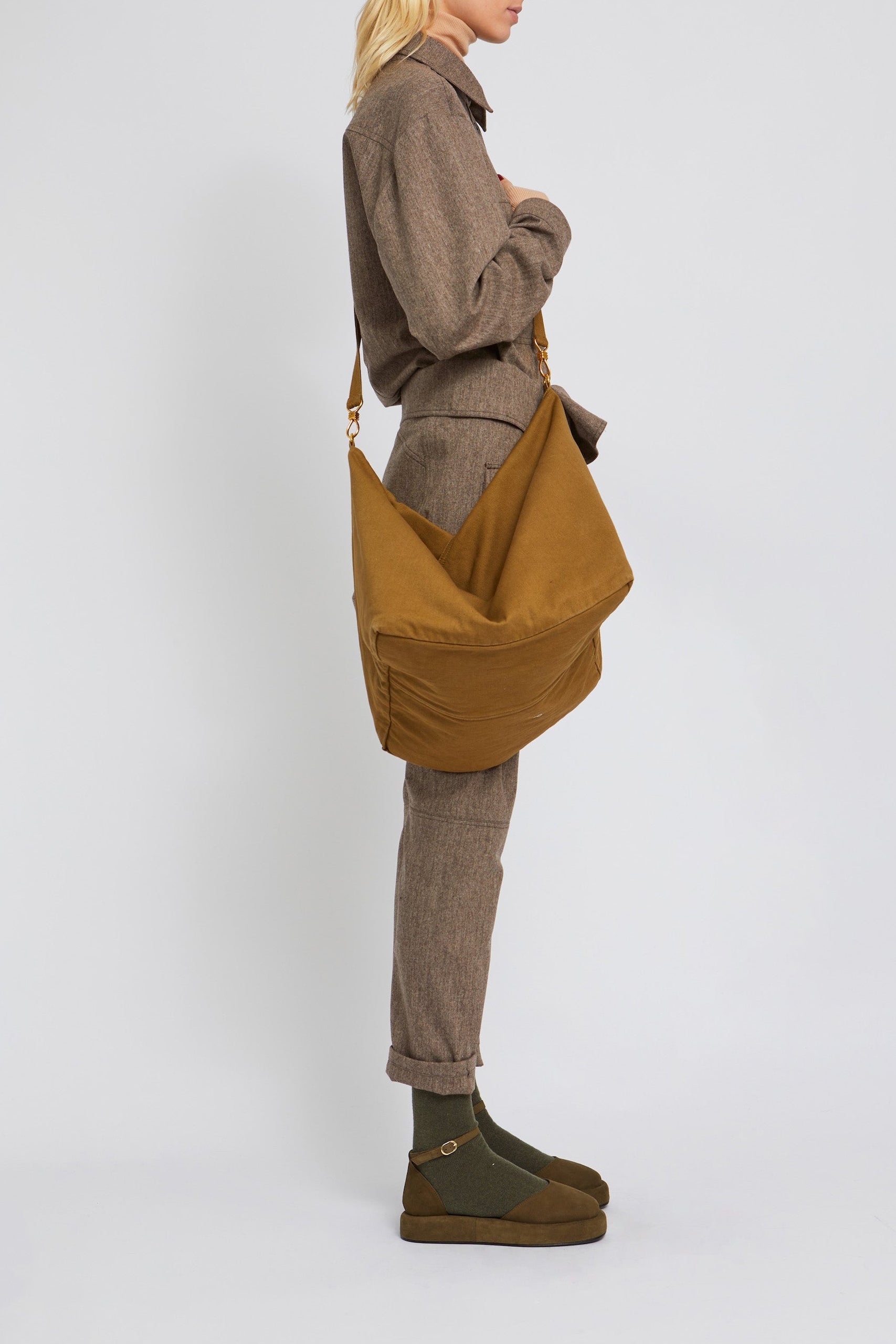 Surchemise Sand coupe droite en laine - Brown