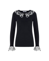 Pull Sapril à détails brodés - Black