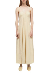 Robe longue Sasha en lin mélangé - Champagne