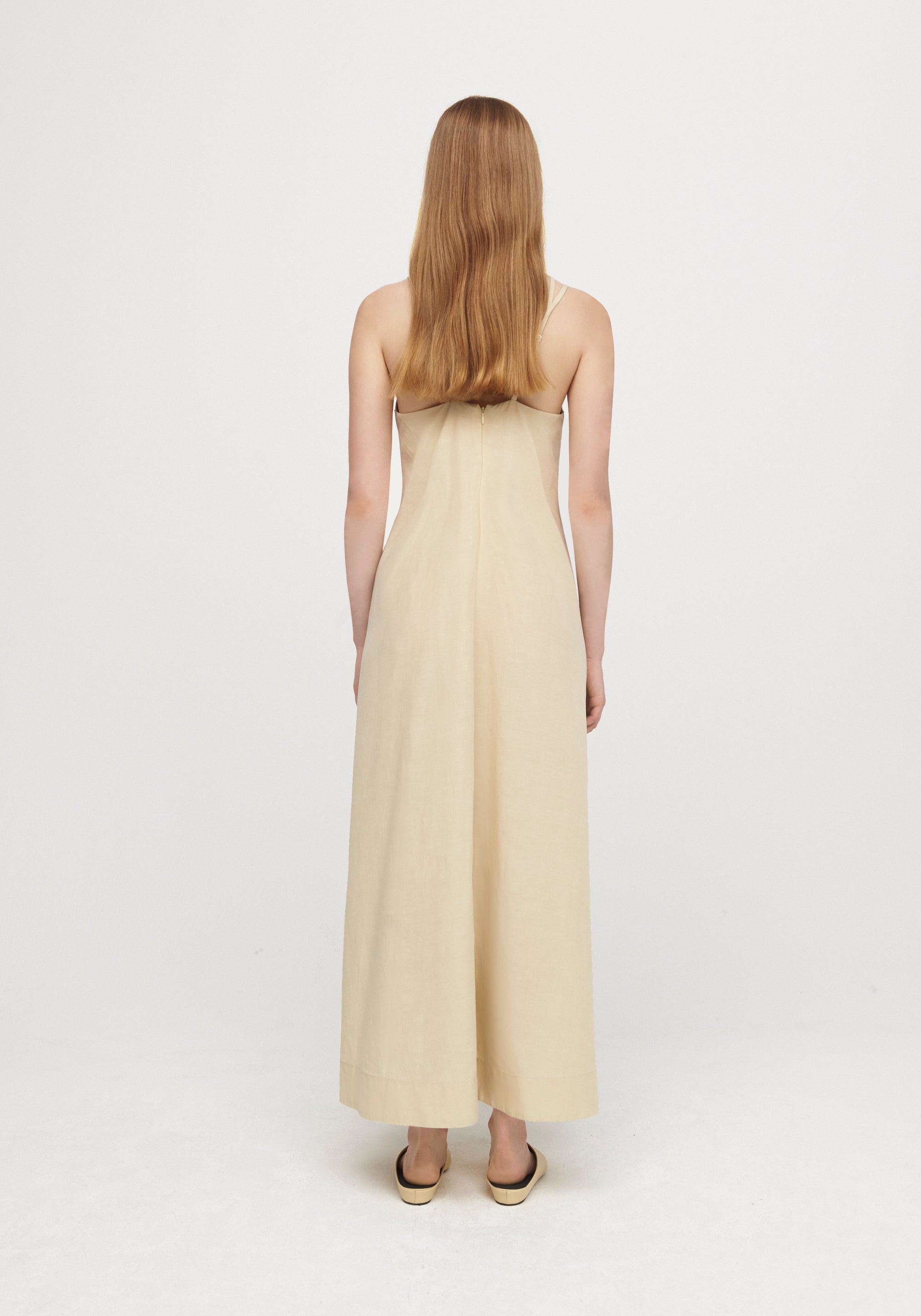 Robe longue Sasha en lin mélangé - Champagne