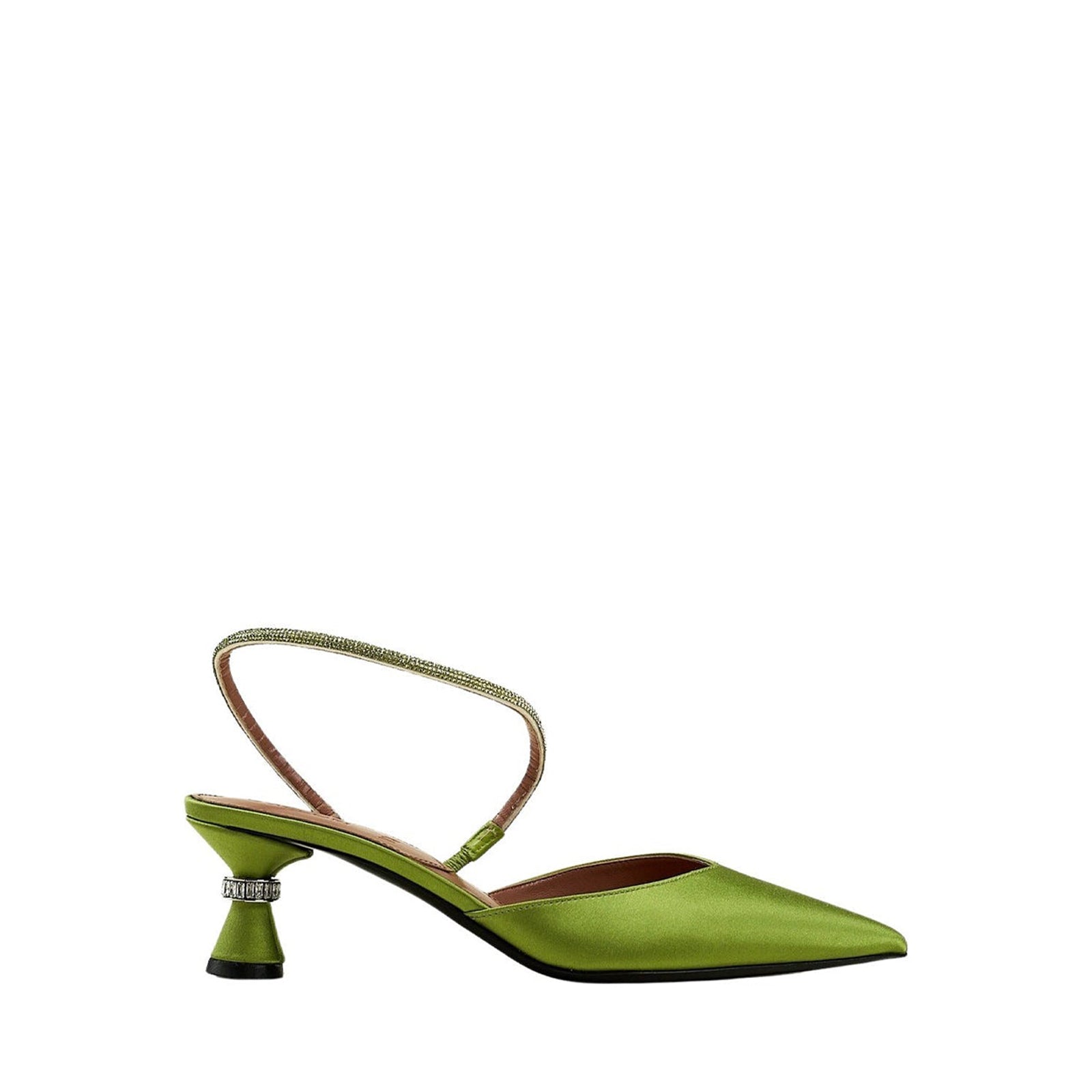 Saturn 55 Slingback - Green satin
