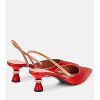 Saturn 55 Slingback - Green satin