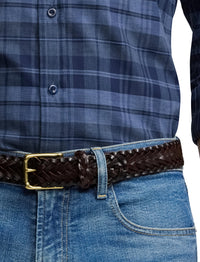 Sportsman braided leather belt - Brown Luggage