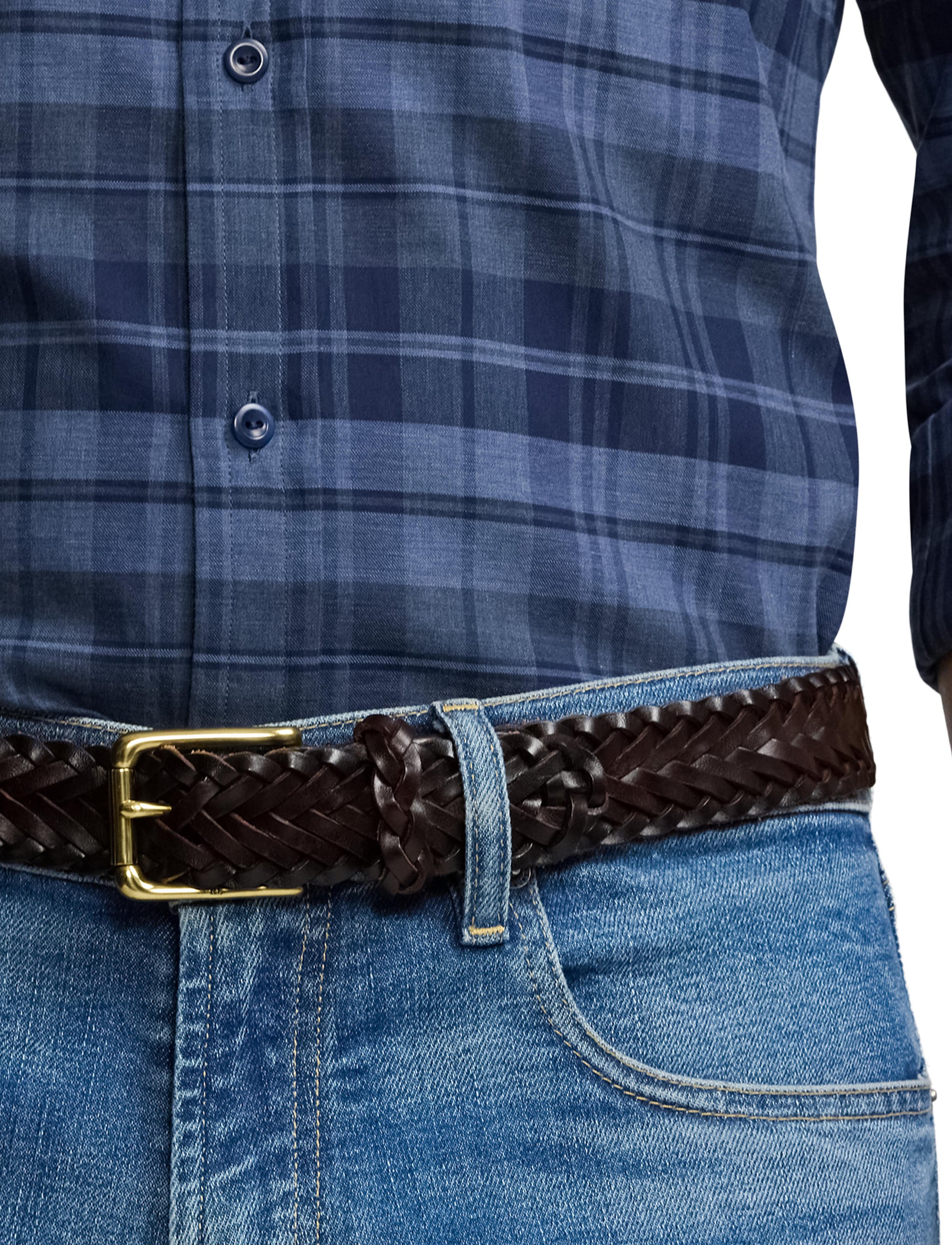 Sportsman braided leather belt - Brown Luggage