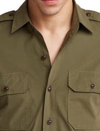 Poplin shirt - Olive Night
