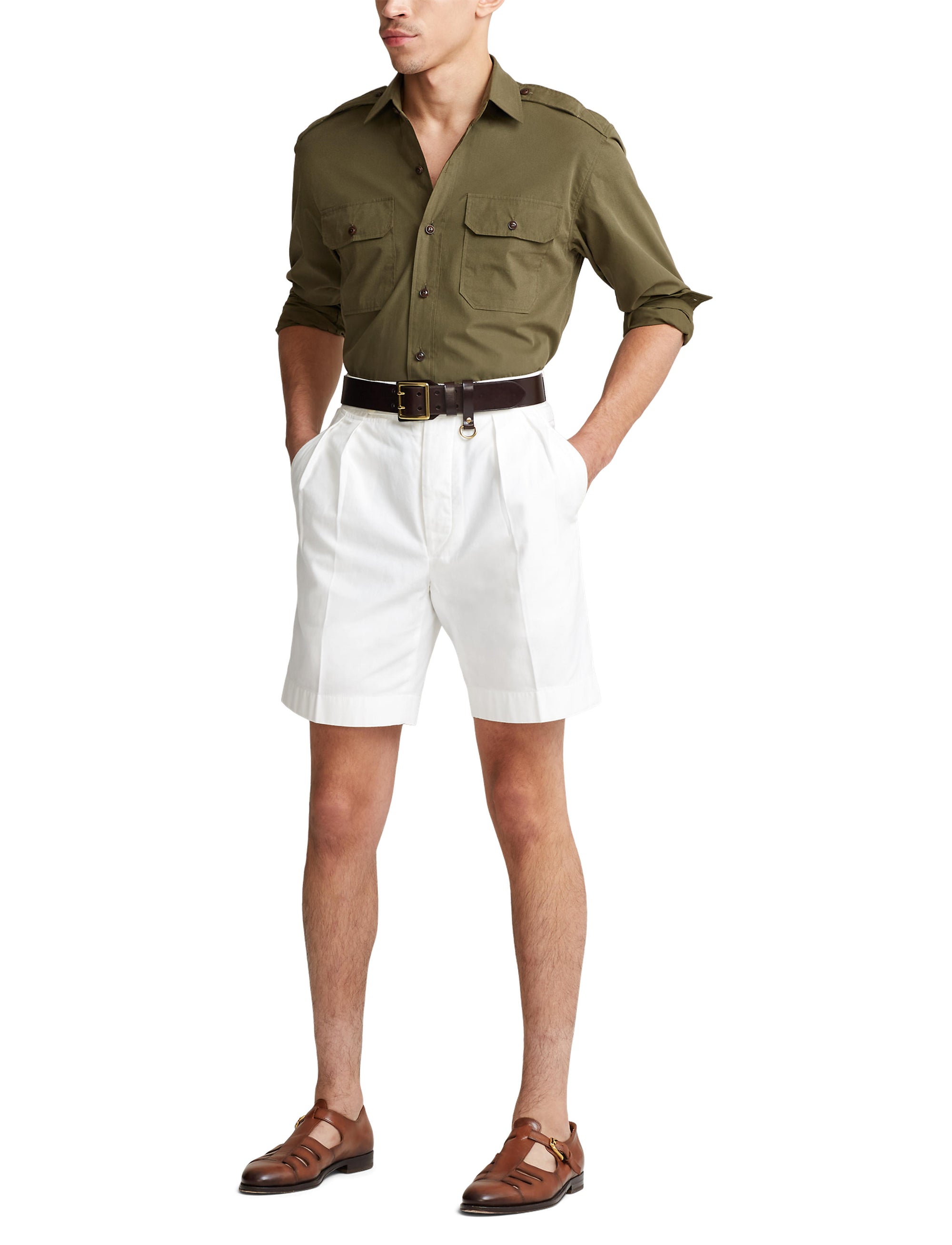 Poplin shirt - Olive Night
