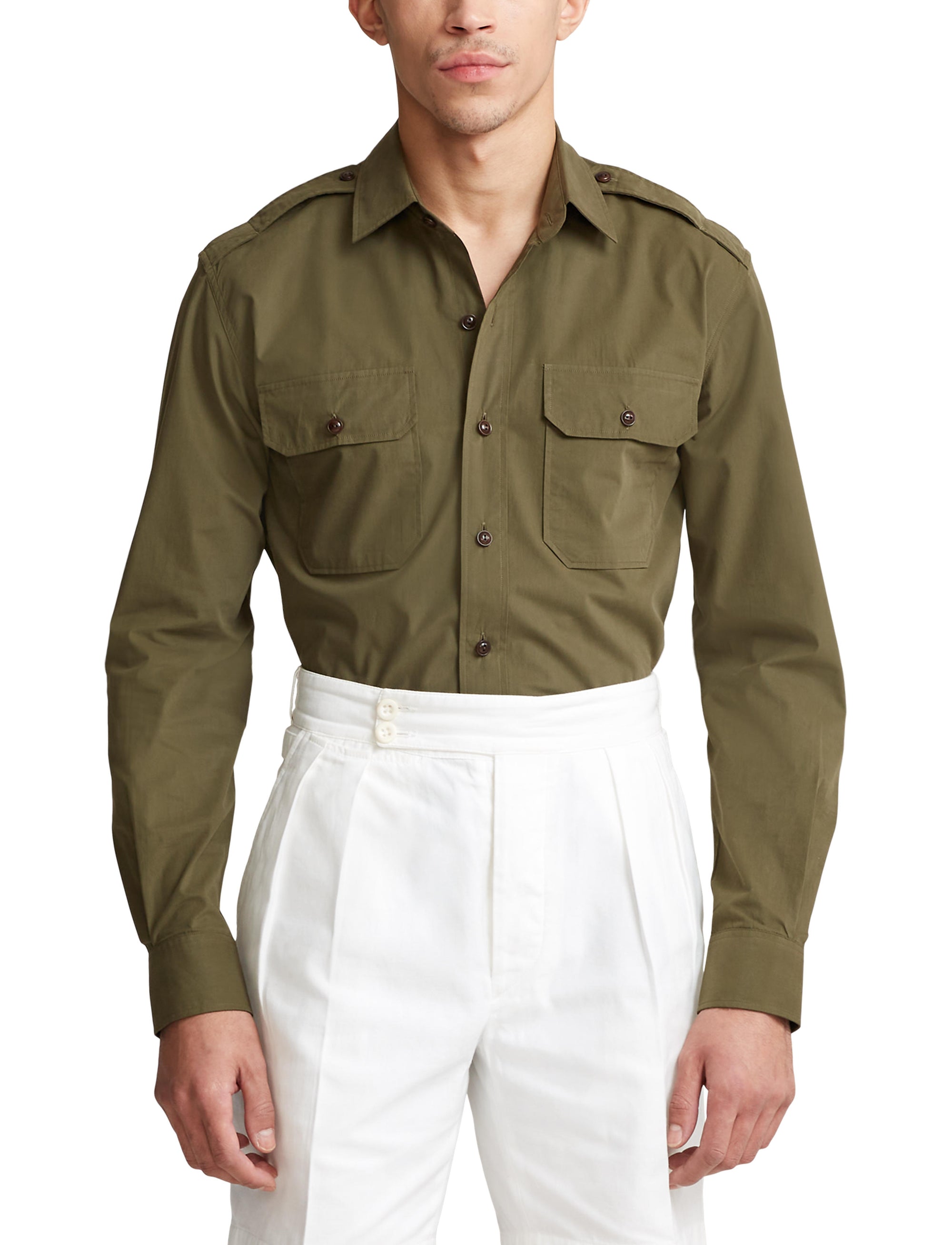Poplin shirt - Olive Night