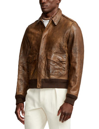 Veste d'aviateur Ridley en cuir  - Vintage Brown