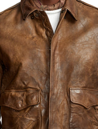 Veste d'aviateur Ridley en cuir  - Vintage Brown