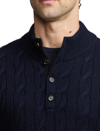 Pull torsadé à col cheminée en cachemire - Classic Chairman Navy