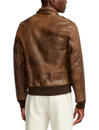 Veste d'aviateur Ridley en cuir  - Vintage Brown