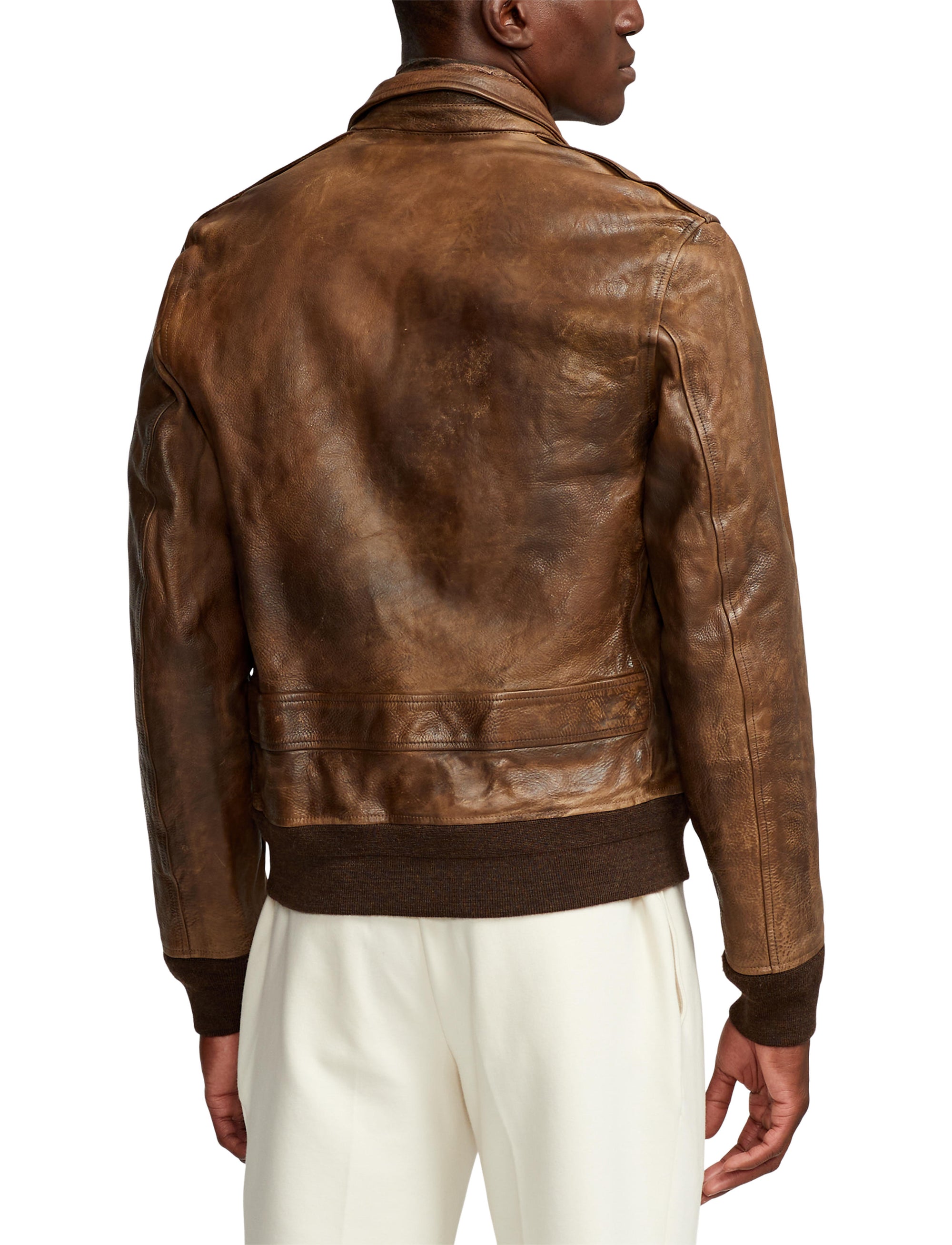 Veste d'aviateur Ridley en cuir  - Vintage Brown