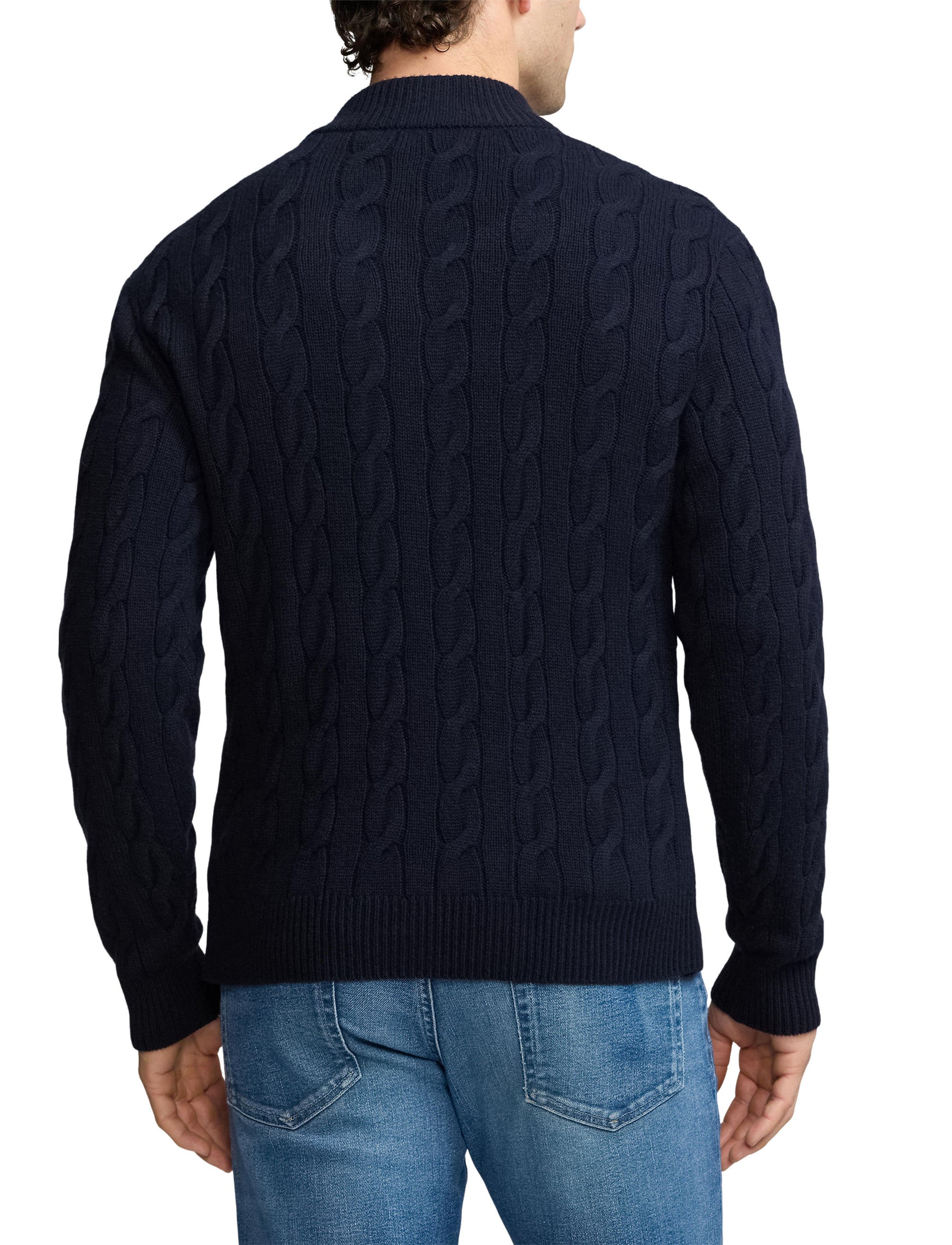 Pull torsadé à col cheminée en cachemire - Classic Chairman Navy