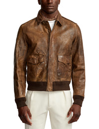 Veste d'aviateur Ridley en cuir  - Vintage Brown