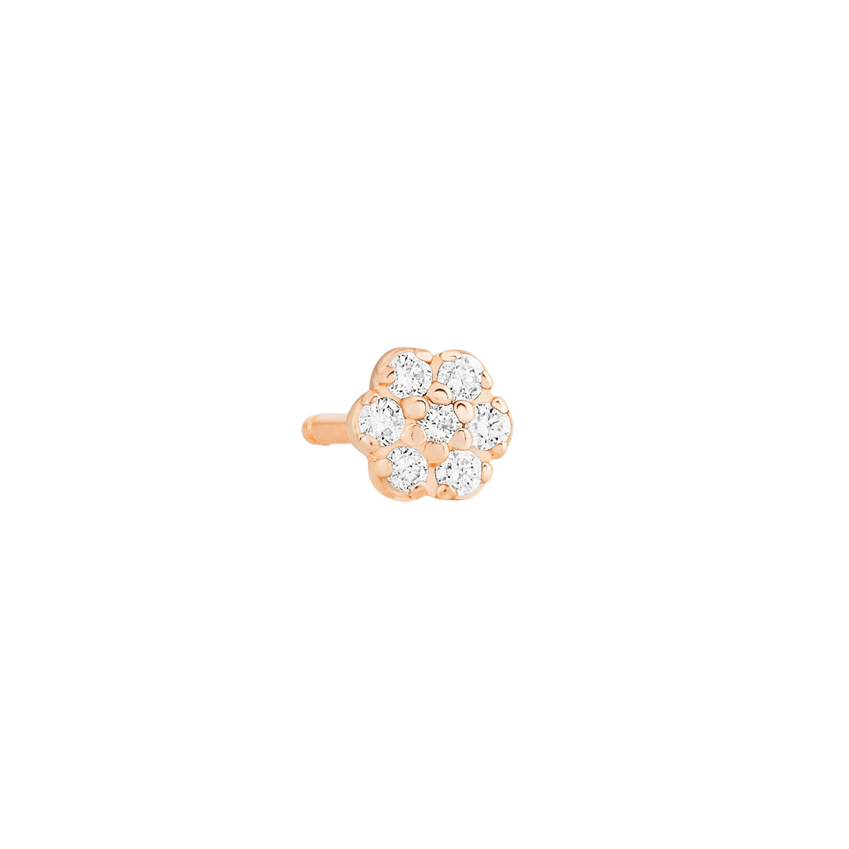 Mono boucle Diamond Lotus en or rose 18 carats et diamants - Blanc