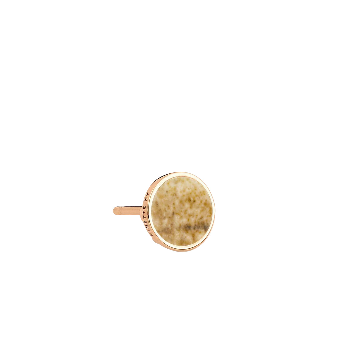 Ever single-loop earring in 18-carat rose gold and jasper - Beige