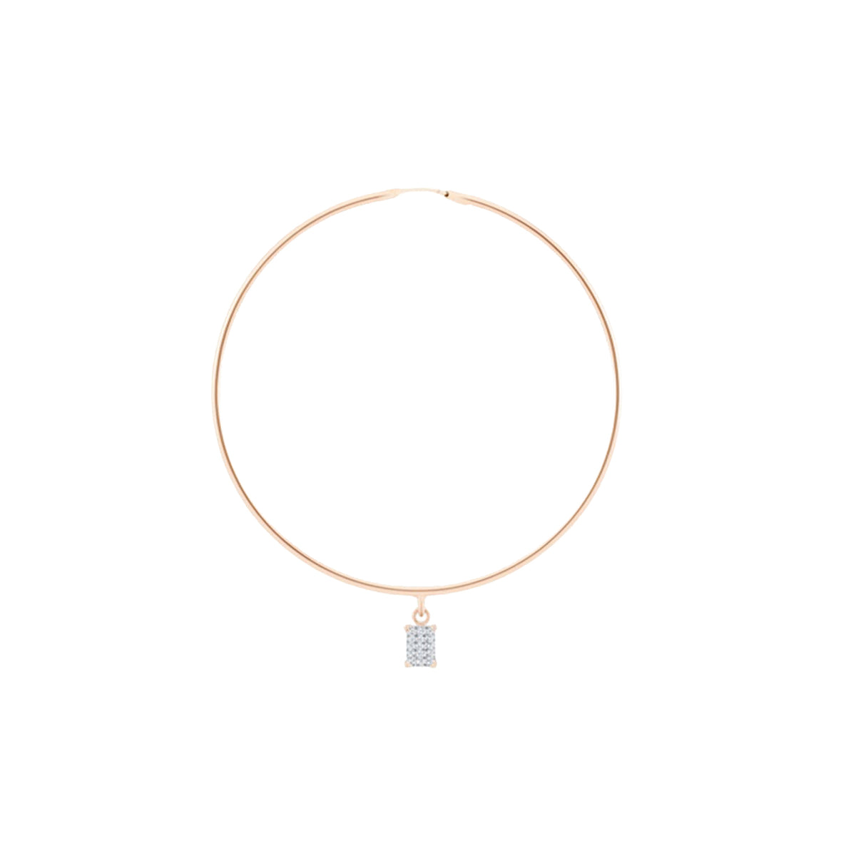 Mono boucle Cocktail en or rose 18 carats et diamants - Blanc