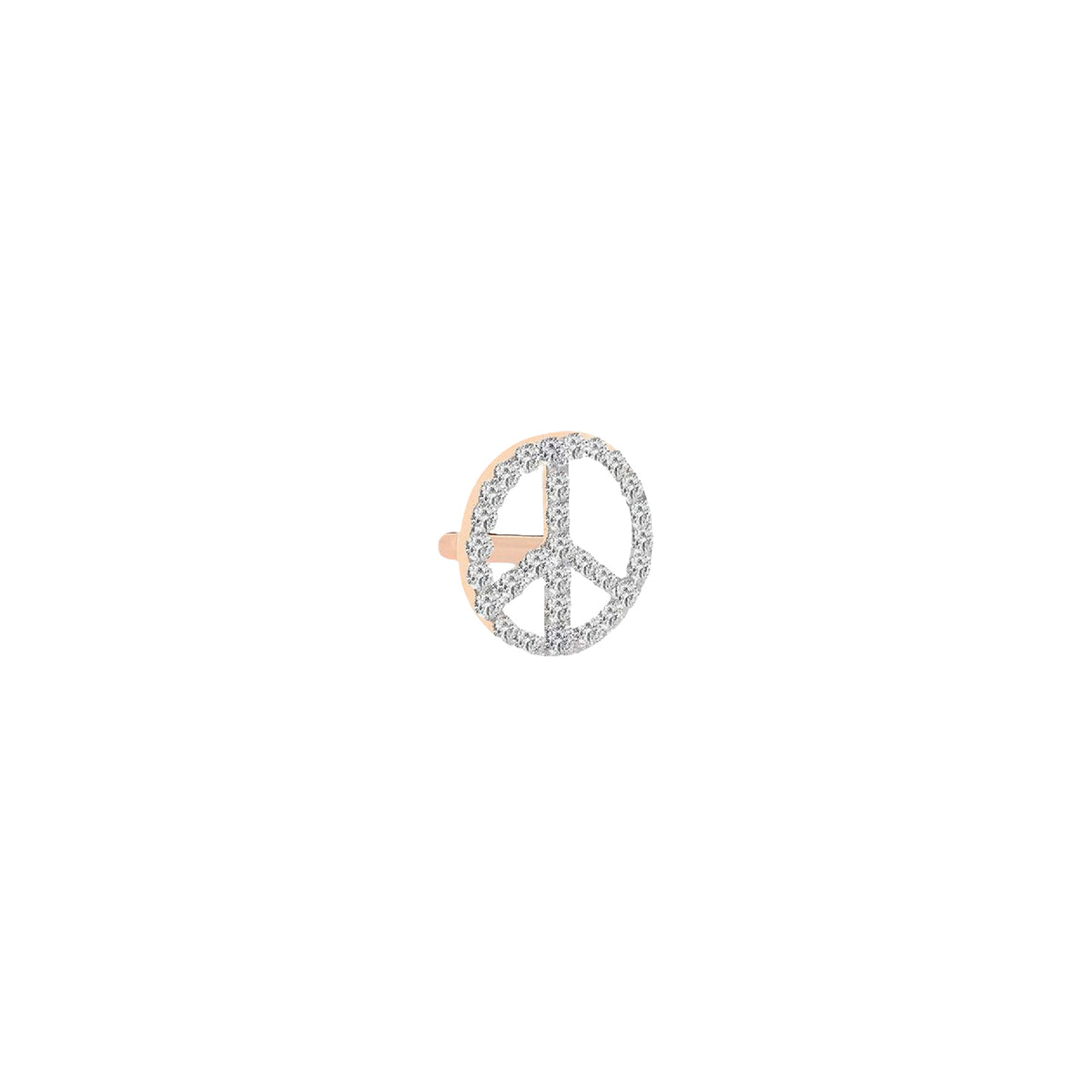Peace & Love single-loop earring in 18-carat rose gold and diamonds - White