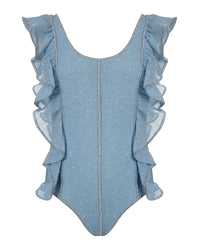 Maillot une pièce volanté à brillants - Candy Blue