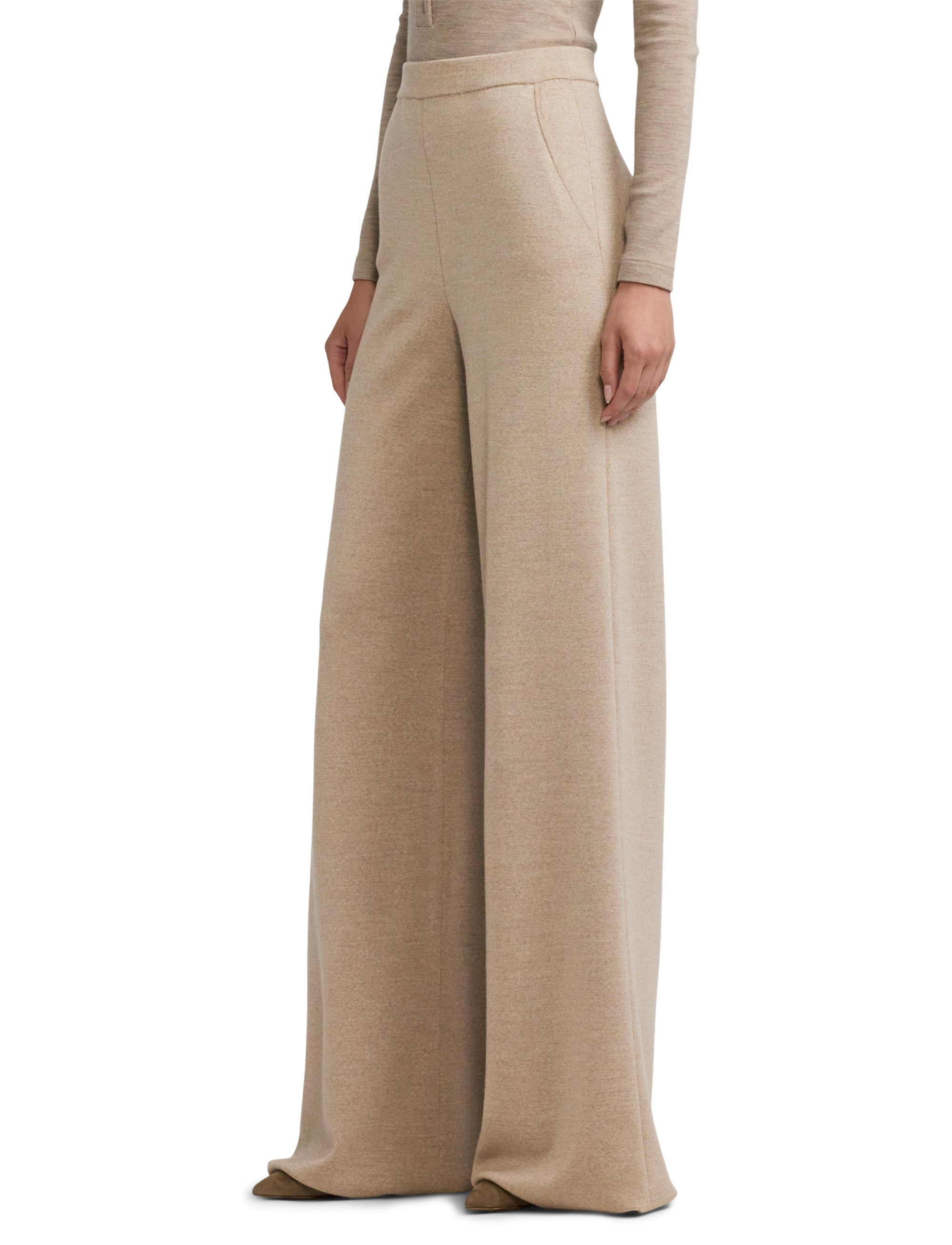 Wide-leg wool trousers - Mineral Melange