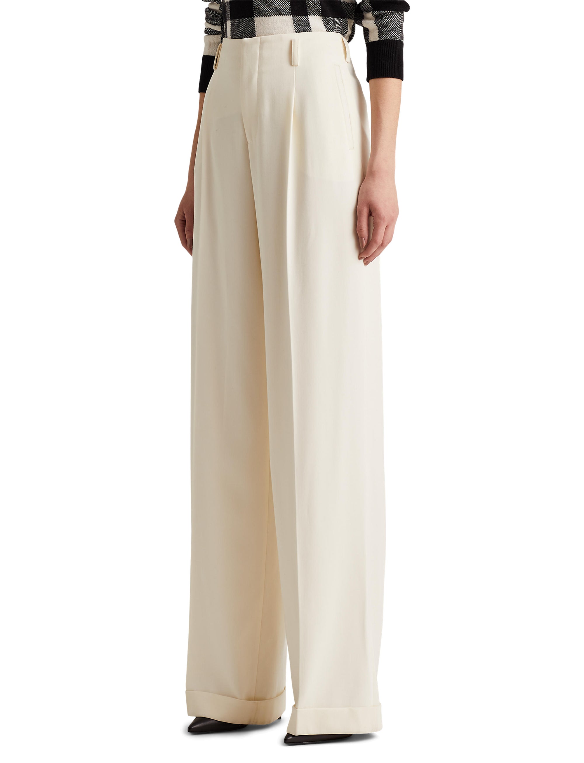 Pantalon Acklie en gabardine de laine - Lux Cream