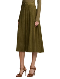 Jupe Kensley perforée en cuir - Moss