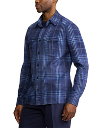 Suede tartan overshirt - Navy, Blue & Multicolour