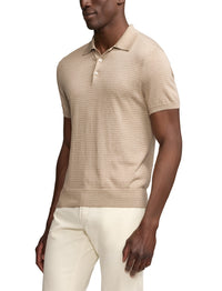 Pull rayé col polo en soie - Dark Oatmeal & Multicolore