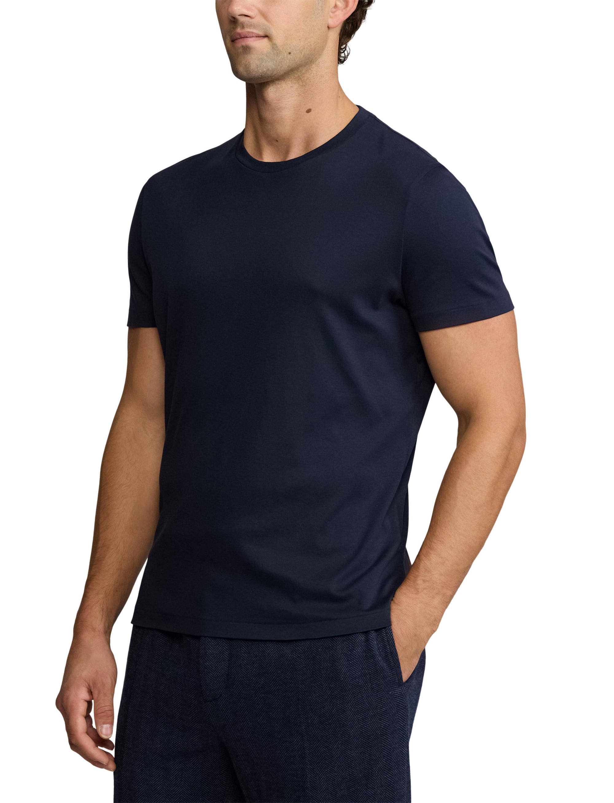 T-shirt à col rond en interlock  - Classic Chairman Navy