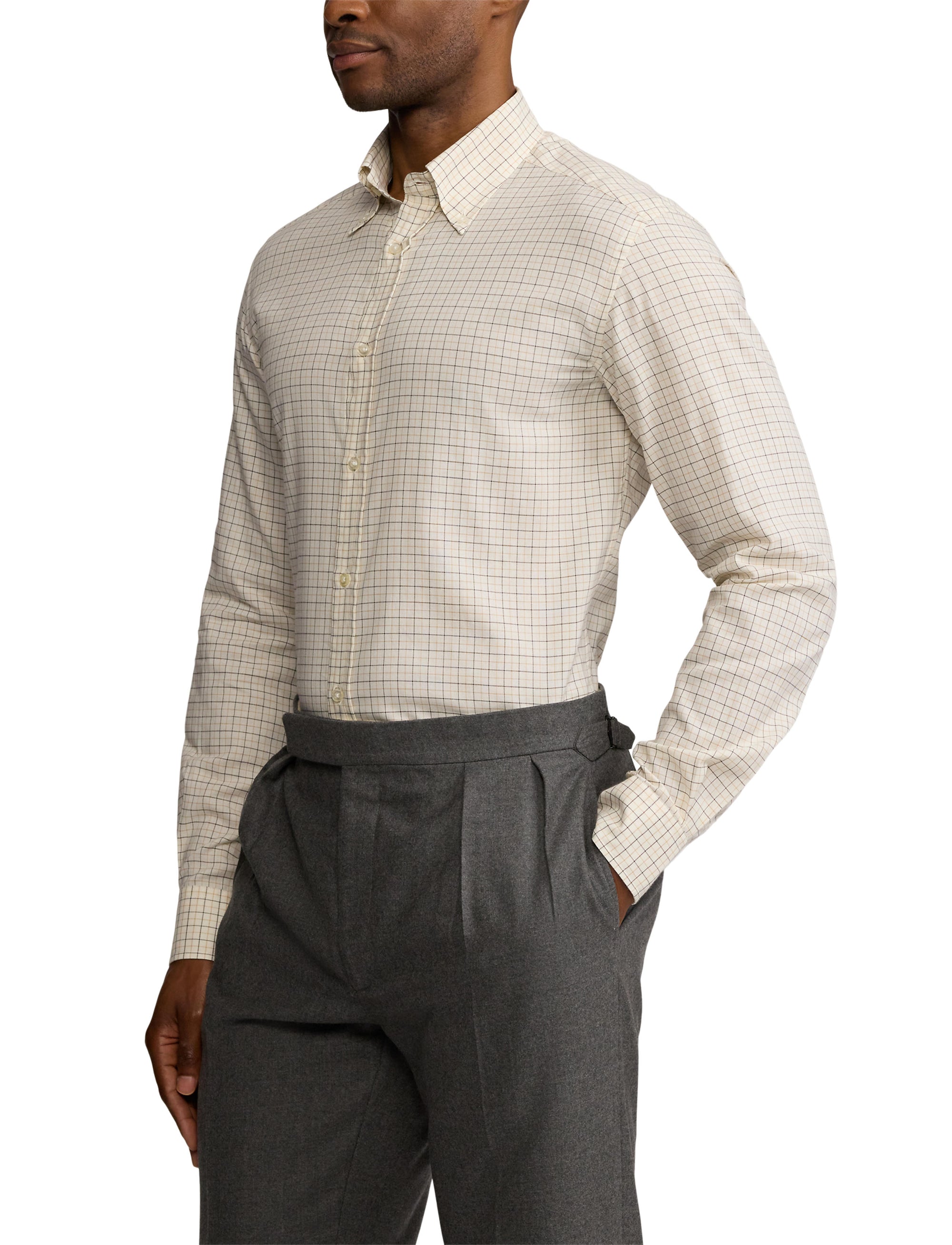 Flannel tattersall shirt - Camel, Brown & Cream