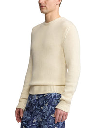 Cashmere and silk blend round-neck jumper - Limestone