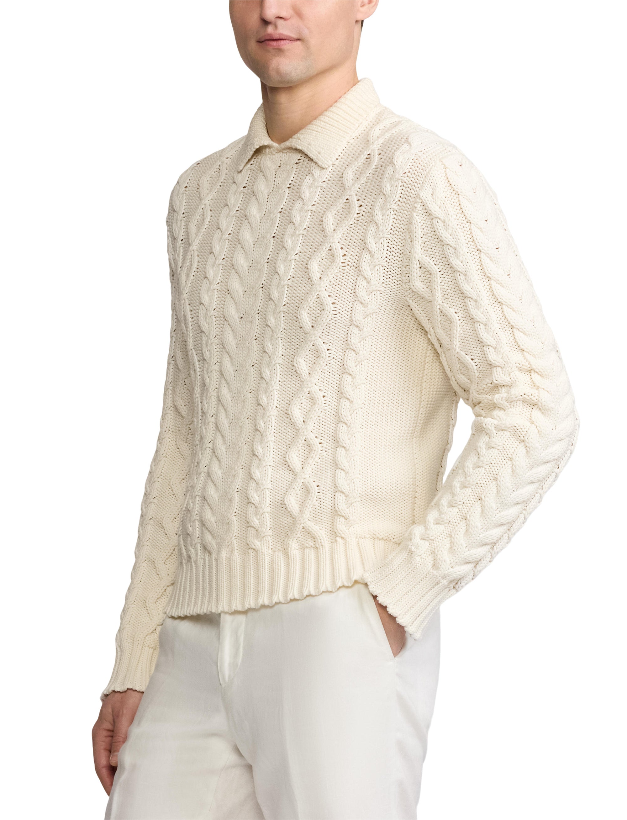 Pull à torsades coton mélangé - Classic Cream