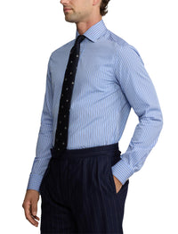 Striped poplin shirt - Light Blue & Navy