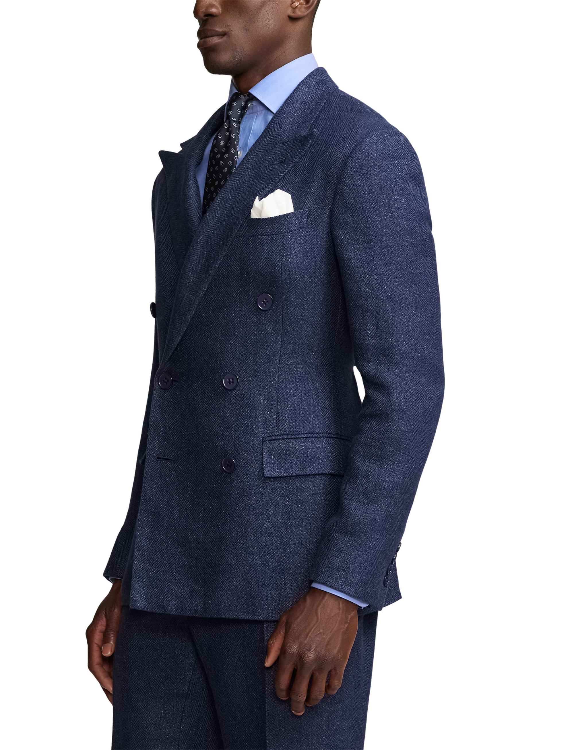 Veste Kent à chevrons en lin - Navy