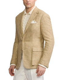 Veste Kent prince-de-galles en soie - Tan & Cream