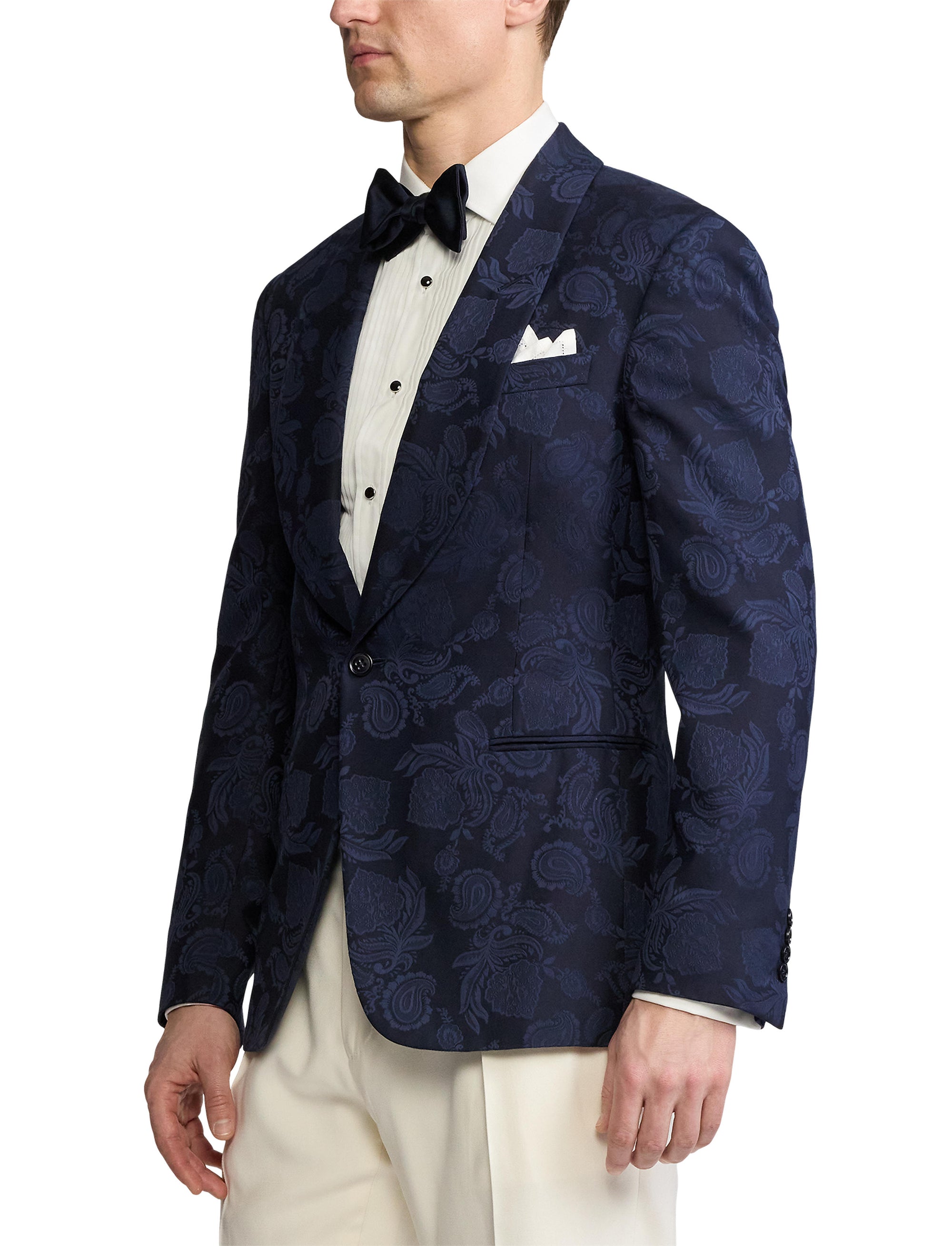 Veste Kent à motif en soie mélangée - Navy & Multicolore