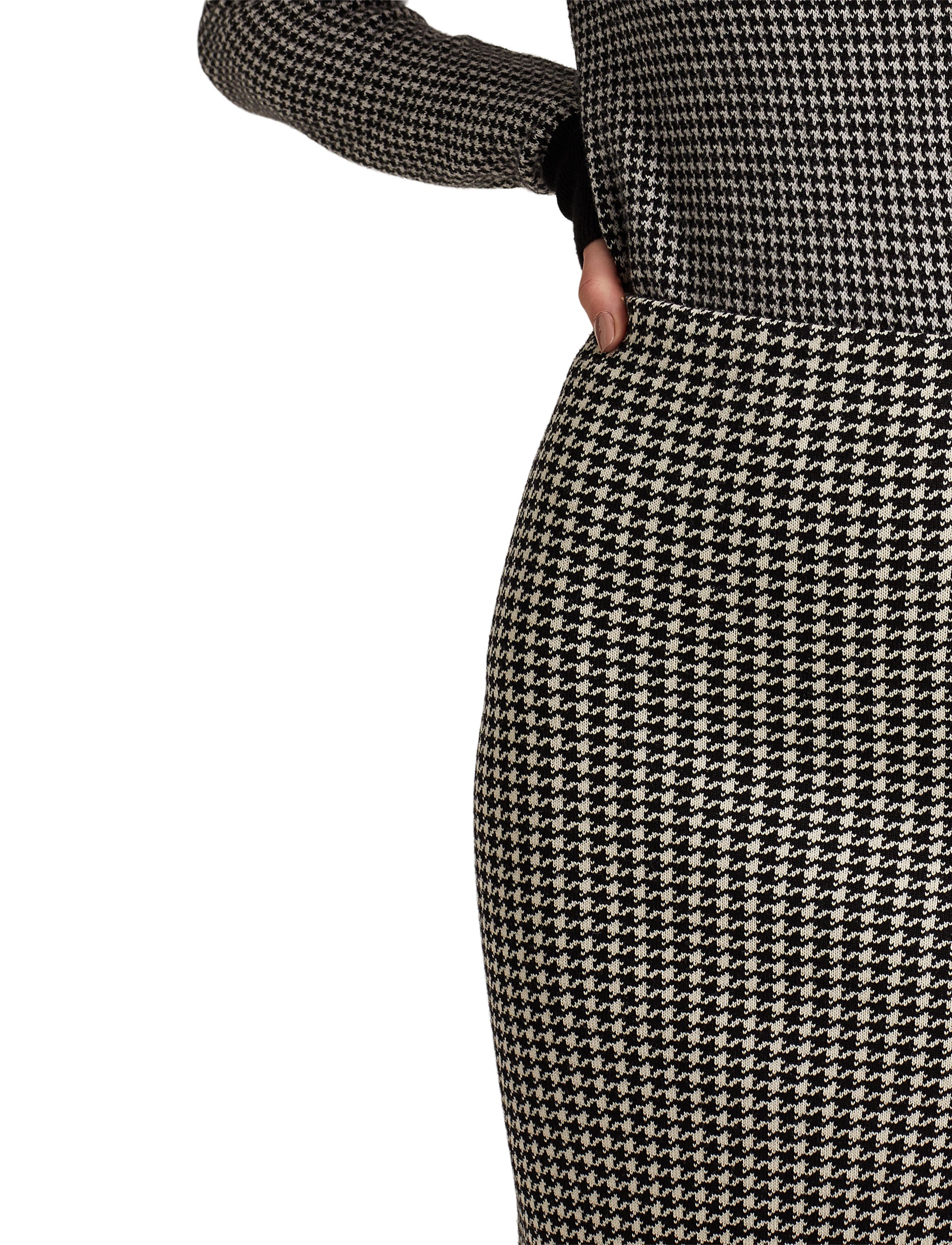 Jupe crayon pied-de-poule en laine mérinos - Black & Cream