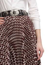 Trivelas pleated skirt with taffeta pattern - Mocha & Lux Cream