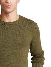 Round-neck jumper in linen and silk - Olive Night