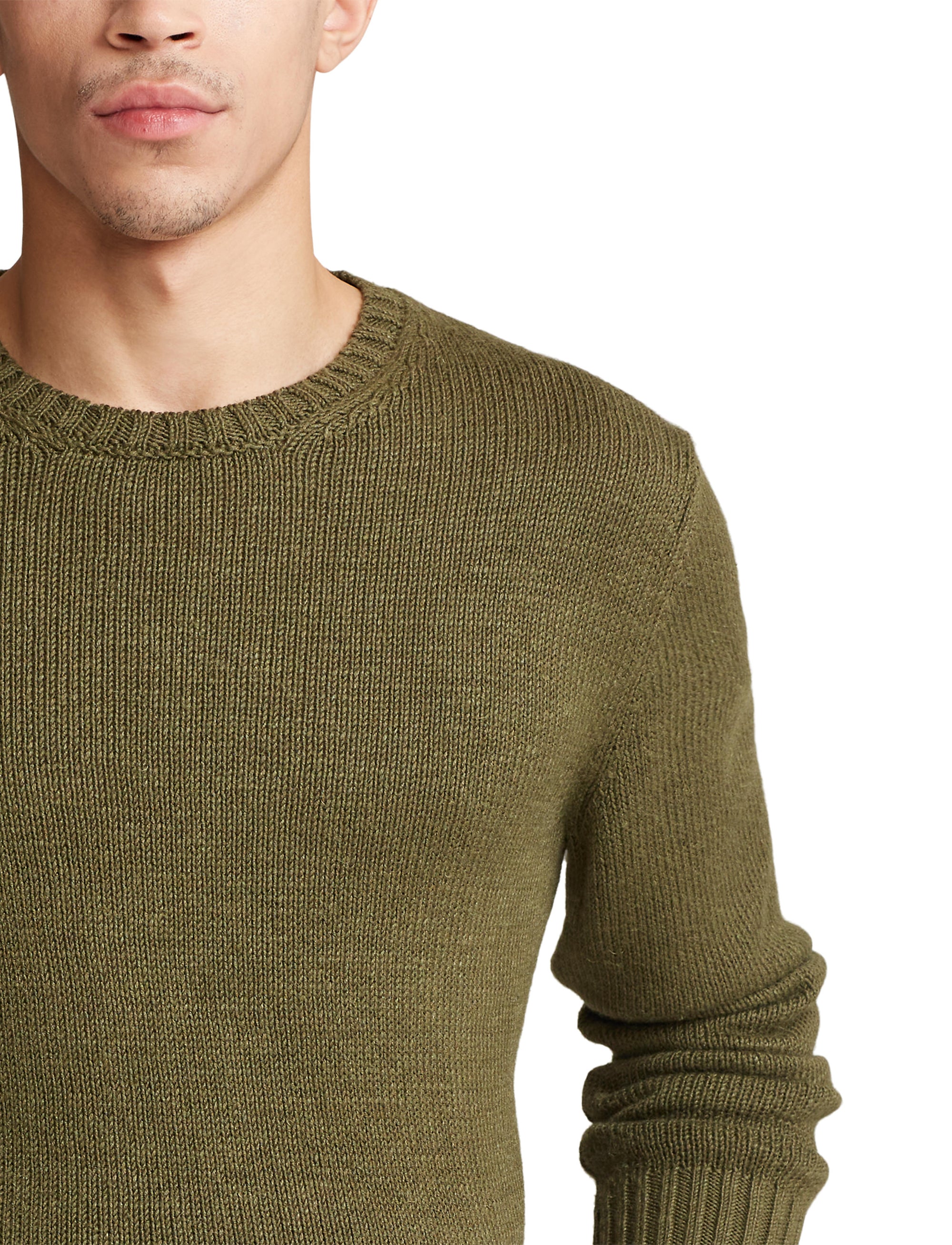 Round-neck jumper in linen and silk - Olive Night