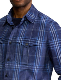 Suede tartan overshirt - Navy, Blue & Multicolour